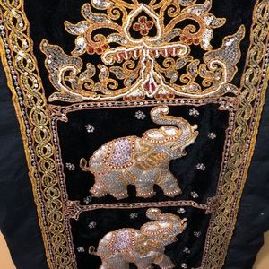 Vintage Burmese Handmade Elephant Tapestry
